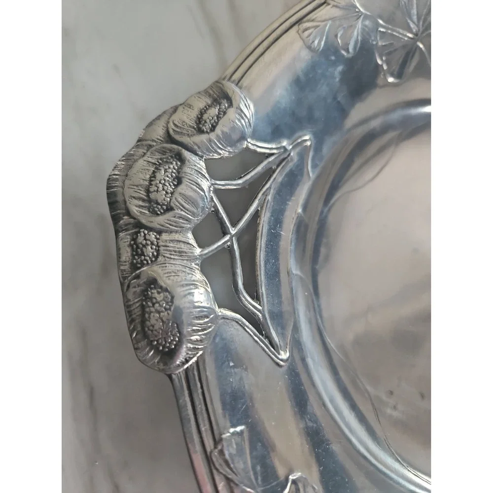 Artina Sks Pewter And Poppy Decorative Bowl Tray With Handles Approx 12